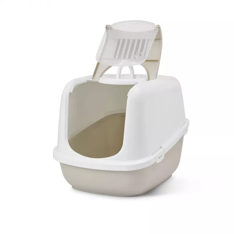 Covered cat litter box Savic Nestor Jumbo, plastic, 66.5×48.5×46.5 cm, Coffee/White