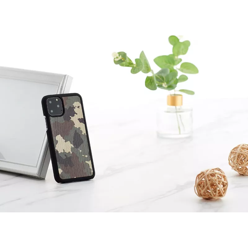 Smartphone case man and wood for iPhone 11 Pro — camouflage black protective cover