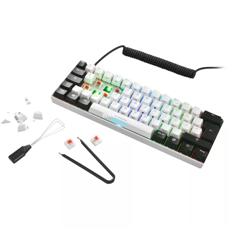 SKILLER SGK50 S4, Gaming Keyboard White/black, PT-Layout, Kailh Red