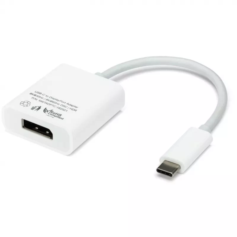 USB Adapter, USB-C Plug > DisplayPort Socket (White, 11cm)