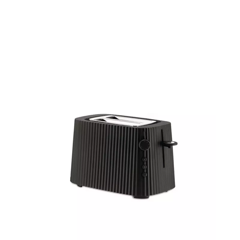 Toaster Alessi MDL08B Black — Plissé design, 6 browning settings, bagel/defrost/reheat, 340×185×250 mm