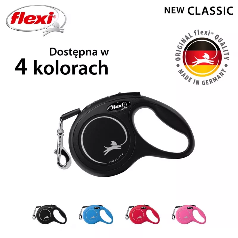 Retractable leash Flexi New Classic Cat XS 3 m — cord lead for small pets, black, max load 8 kg