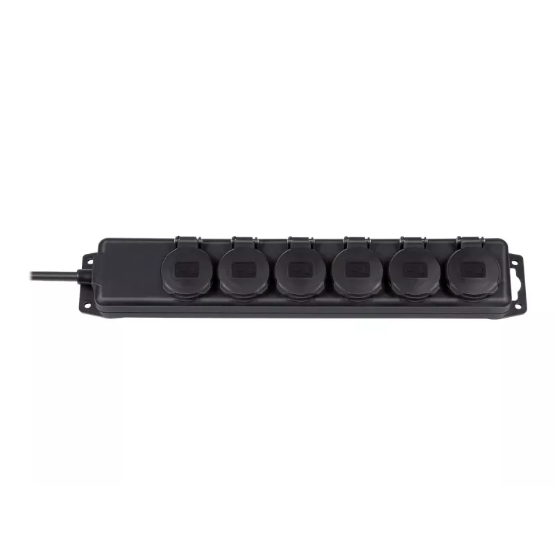 power strip IP44 6-way black 2m H07RN-F 3G1,5 (1159970)