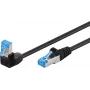 Goobay CAT 6A Patch Cable 1x 90° angled, S/FTP (PiMF), Black, 0.25 m - latch tab top, LSZH Halogen-Free, Copper (51555)