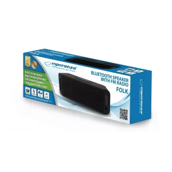 Stereo portable speaker ESPERANZA FOLK Black — 6 W RMS, Bluetooth, MicroSD, LiPo battery