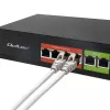 Ethernet PoE Switch QOLTEC 52289 — 4x RJ45 PoE ports, 2x RJ45 uplink, 65W power budget