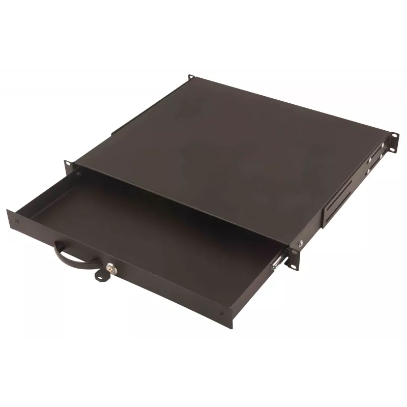 DIGITUS DN-19 KEY-1U-SW 1U Lockable Keyboard Drawer & Document Storage for 19 inch Racks, Black