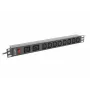 Rack-mount Power Distribution Unit LANBERG PDU-02I1908I-0200-C20-BK — 1U, 10×C13, 16A, 2 m cable, 19 inch