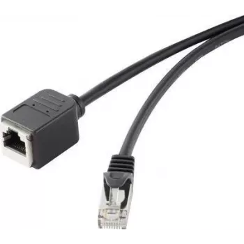 Ethernet extension cable Renkforce 1464707 RJ45 Cat 5e 1 m Black