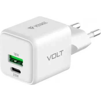 USB C/A mains charger YENKEE YAC G38 20W 3A Power Delivery (USB‑C and USB‑A)