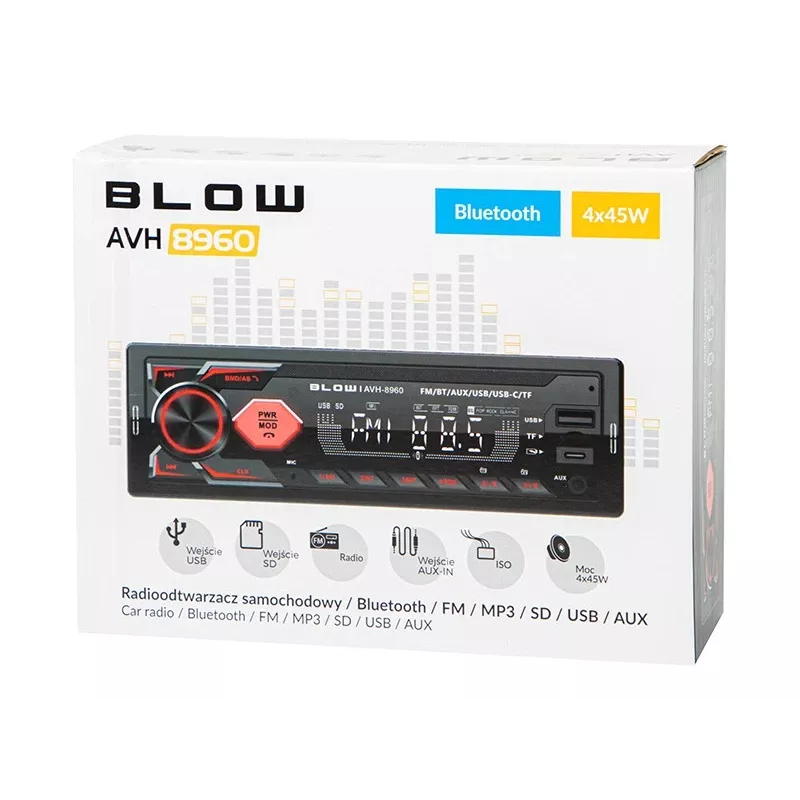 Car radio BLOW AVH-8960 1DIN with RDS, Bluetooth and USB-C