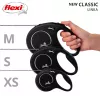 Retractable lead Flexi Classic 5 m Black for medium dogs, cord, max load 20 kg, reflective elements