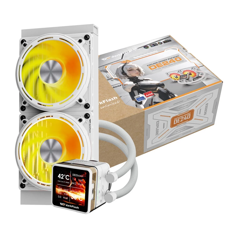 CPU water cooler Darkflash DE240 (white) — 240mm radiator, closed-loop AIO