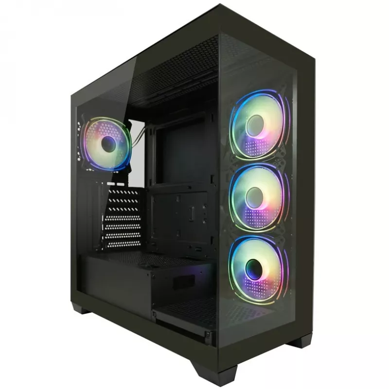 LC-Power Enclosure MidiTower 715B black USB3.2/Audio o.Power Supply SEAMLESS_X (LC-715B-ON)