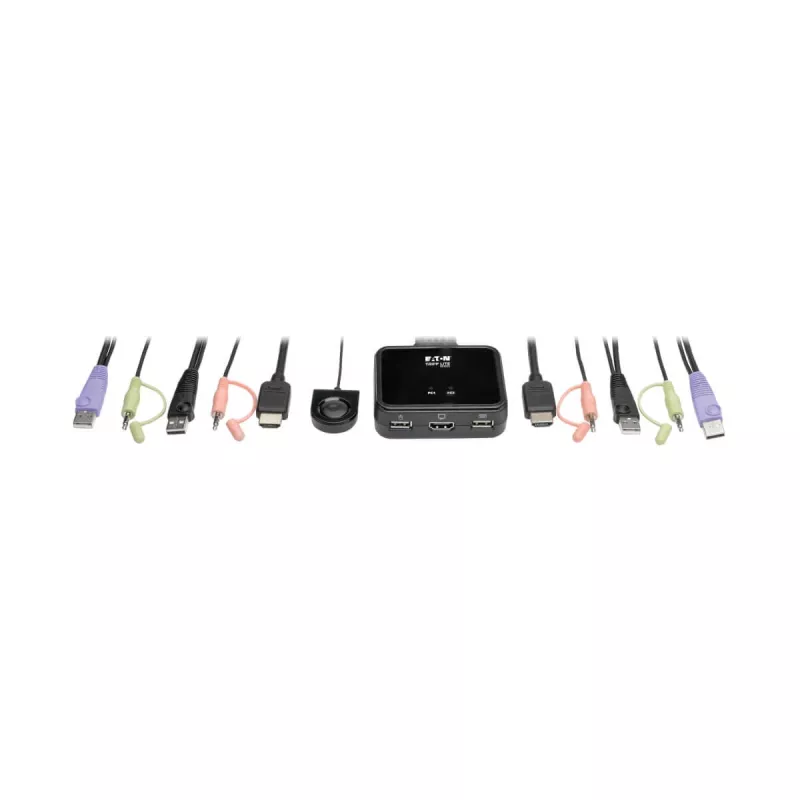 Eaton Tripp Lite series 2-Port USB/HD Cable KVM Switch with Audio/Video, Cables and USB Peripheral Sharing - KVM-/Audio-/USB-Switch - 2 x KVM/Audio/USB - 1 lokaler Benutzer - Deskt