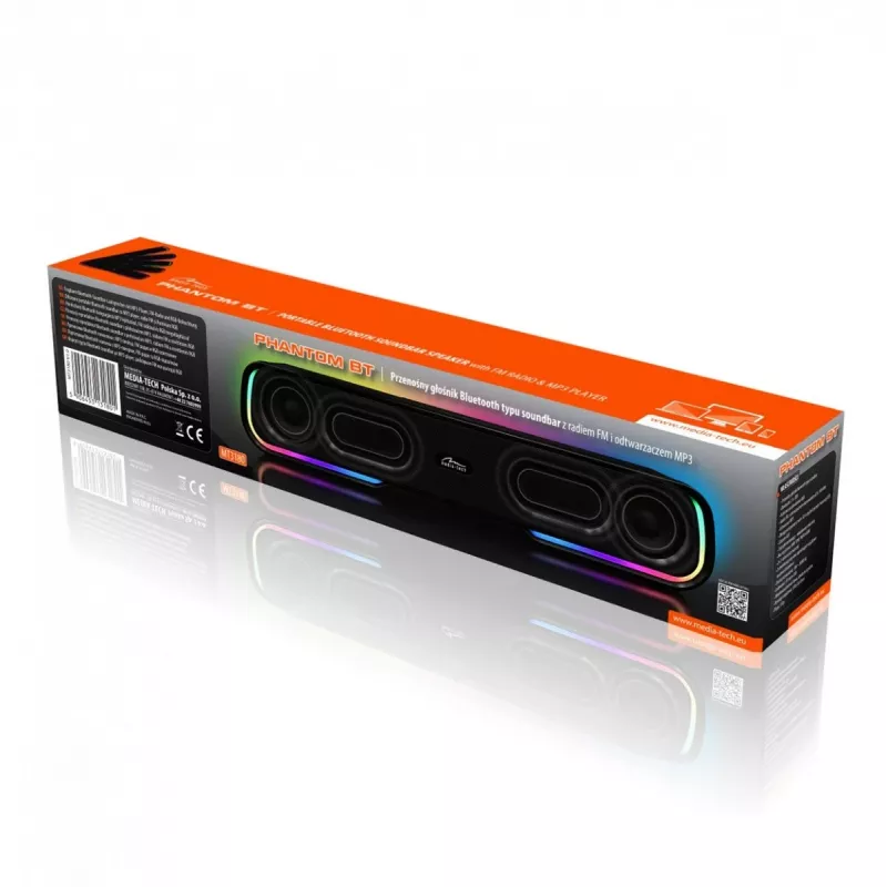 Speakers MEDIA‑TECH Phantom MT3180 soundbar 450W RMS, 80W battery-powered, Bluetooth, wired & wireless, black