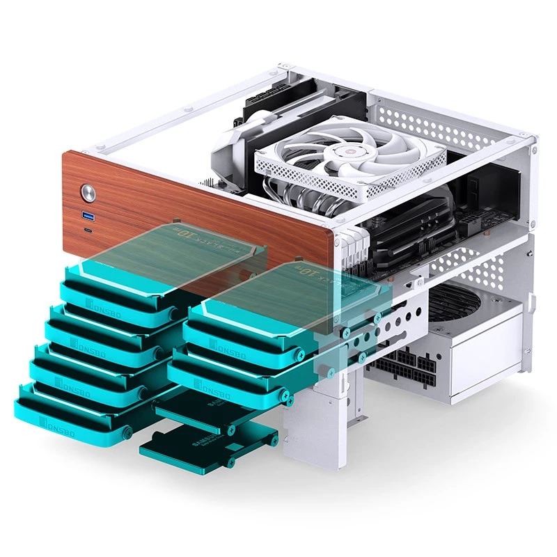Micro Tower Computer Case Jonsbo N4 WHITE Mini-ITX with Tempered Glass