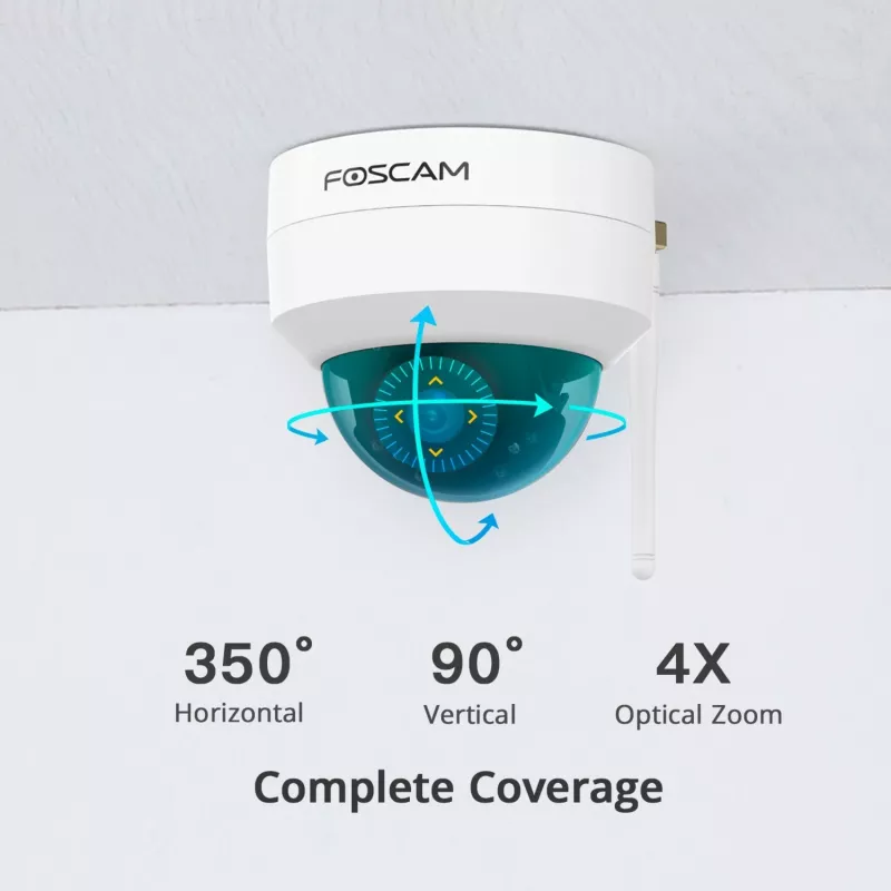Foscam D4Z Outdoor IP Surveillance Camera, 4 MP, 1536p, Wi-Fi AC, LAN, White