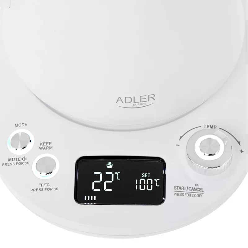 Metal kettle Adler AD 1349w 1.0 L long spout, stovetop kettle
