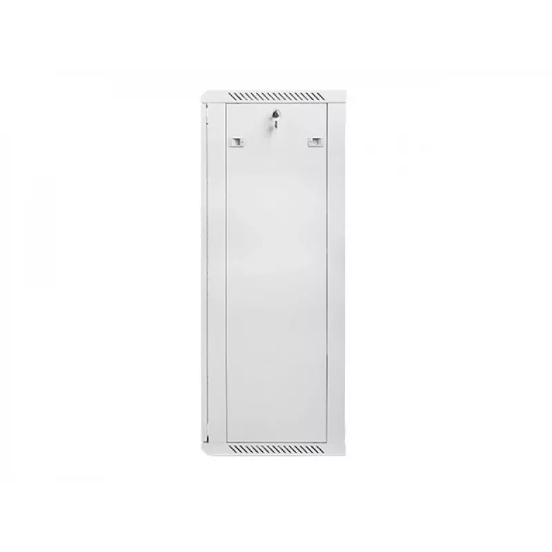 Lanberg WF01-6427-10S 27U 19 inch Wall-Mount Rack Cabinet 600x450mm, Tempered Glass Door, IP20, 60kg Load, White RAL9003, Flat-Pack