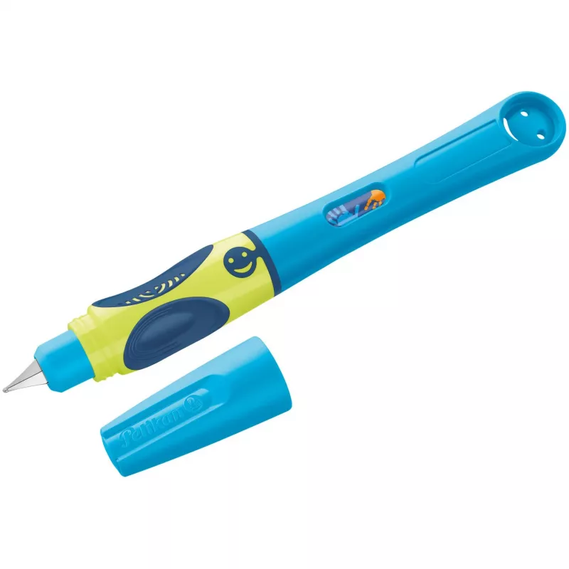 Pelikan griffix® Fountain Pen for Right-Handed - Neon Fresh Blue - Blue - Cartridge Filling System - Blue - Plastic - Stainless Steel - Right-Handed (820363)