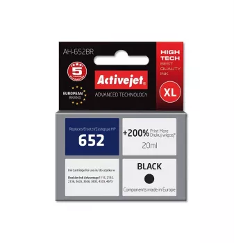 Ink cartridge ActiveJet AH-652BR compatible for HP, Black pigment ink, 20 ml, High (XL) yield