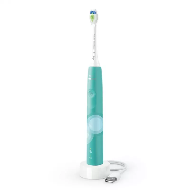 Sonic electric toothbrush Philips 4100 Series HX3689/43 — built‑in Li‑Ion battery, 1 handle, 1 brush head, Daily care mode, turquoise