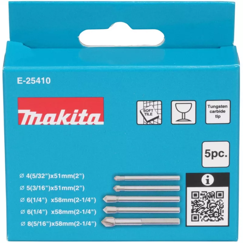 Drill Bit Set Makita E-25410 for Glass and Tile, 5 Pieces