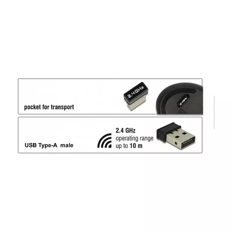 Mouse DeLOCK 12528 RF Wireless Optical 1000 DPI