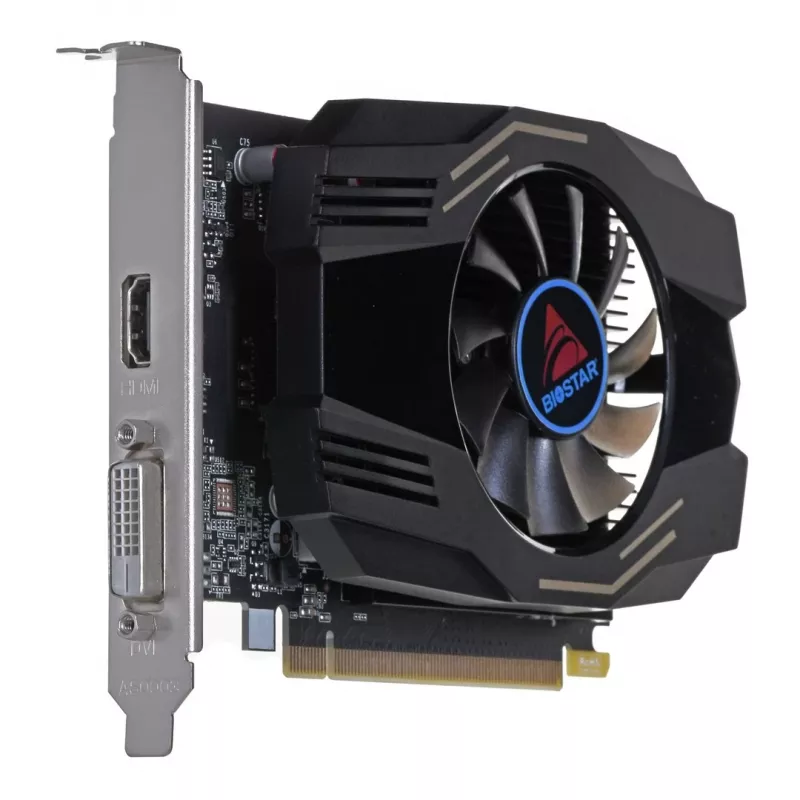 Graphics card BIOSTAR GeForce GT 1030 — 4 GB GDDR4, 64-bit, PCIe x16 4.0, Active cooling, DVI-D + HDMI
