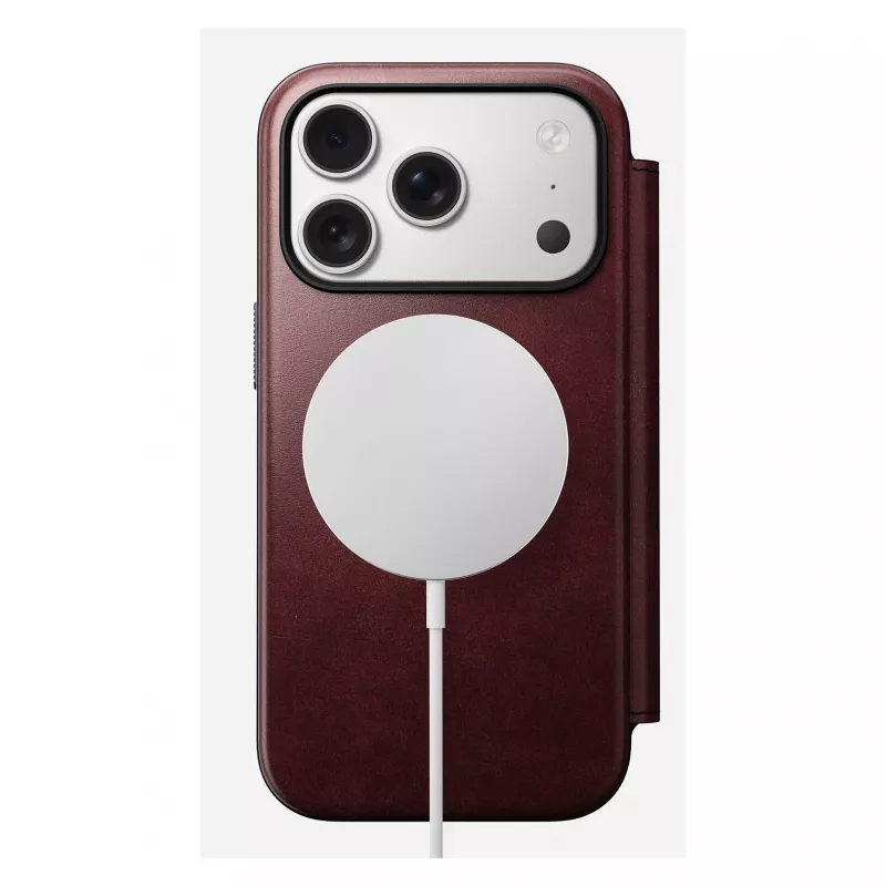 Mobile phone cover Nomad Modern Leather Folio for Apple iPhone 17 Pro, 6.3 inch (16 cm), leather burgundy