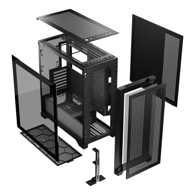 PC Case MODECOM VOLCANO EXPANSE T Midi Tower, tempered glass, USB-C, supports micro ATX, GPU up to 430 mm, CPU cooler up to 180 mm, 3x3.5 inch bays, 2x2.5 inch, black