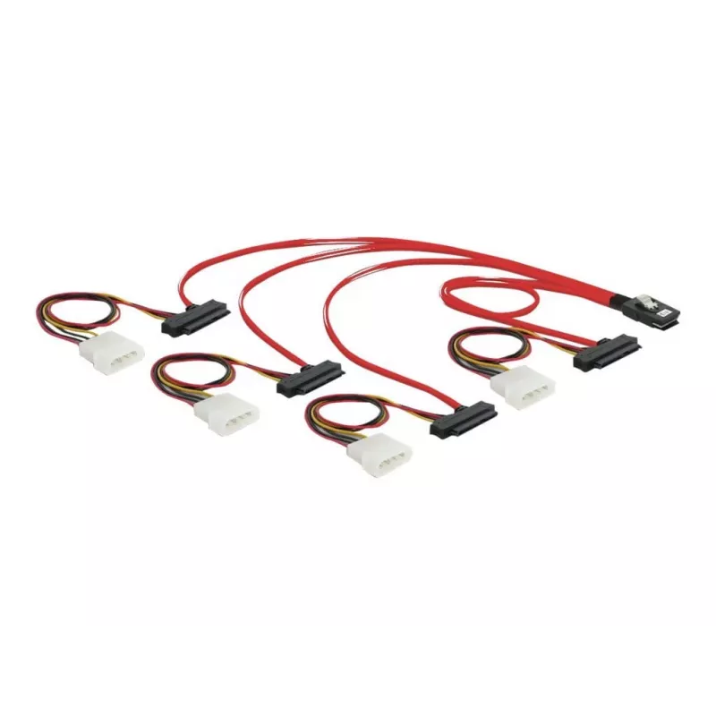 DeLOCK - Internal SAS-Cable (Serial Attached SCSI) - 4-Lane - 36 pin 4i Mini MultiLane - Internal Power Supply, 4-pin, Internal SAS, 29-pin (SFF-8482) - 50 cm (83059)