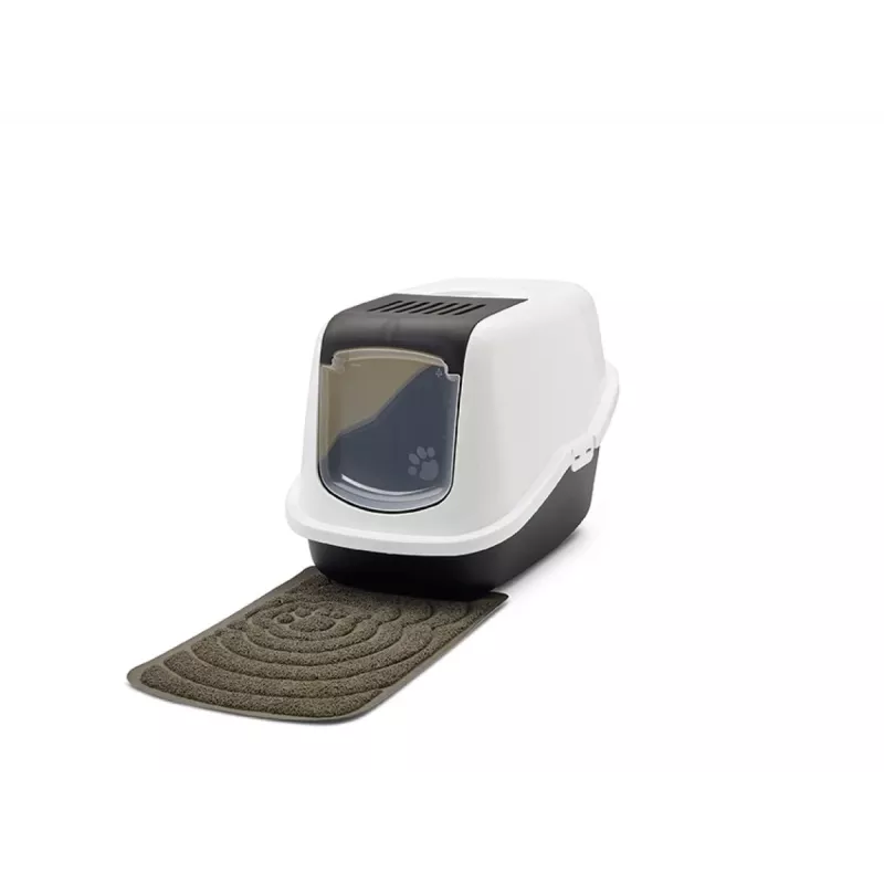 Covered cat litter box Savic Nestor White-Black 56×39×38.5 cm, plastic