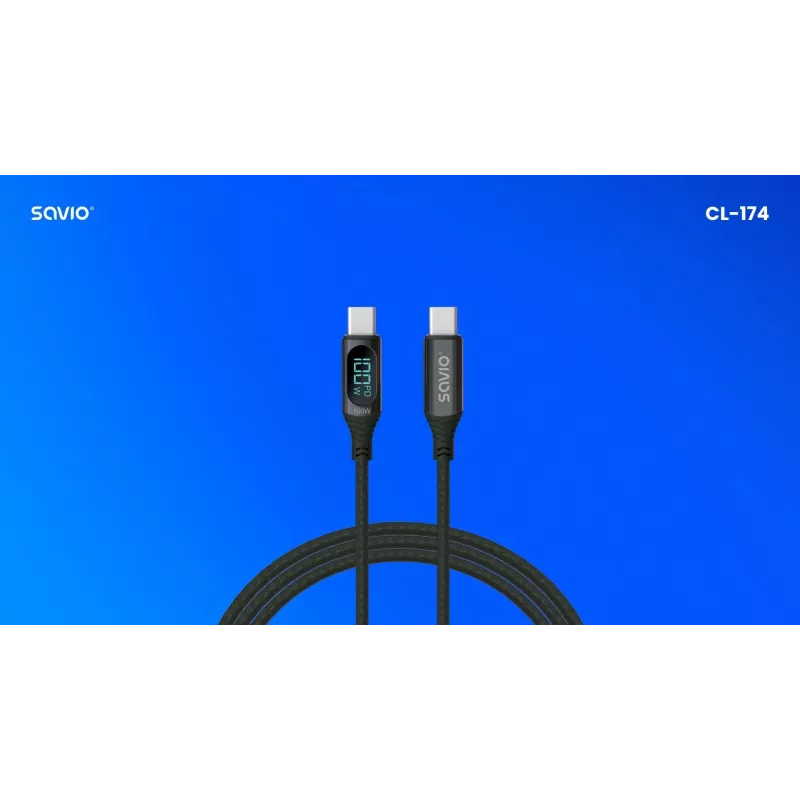 Savio USB-C - USB-C cable CL-174 1m black USB 3.2 Gen 1