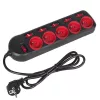Power extension MACLEAN MCE204 1.5 m cable, 5 AC outlets, indoor, black/red