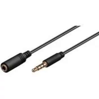 Wentronic Goobay 3,5mm-jack-Extension Cable, Black, 0.5 m - jack 3,5 mm-Plug (4-Pin, Stereo) > jack 3,5 mm-Socket (4-Pin, Stereo) (62476)