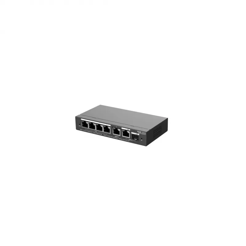 Managed PoE Switch RUIJIE RG-ES206GS-P — L2, 6x Gigabit RJ-45, 1x SFP, 4 PoE ports (54 W budget), 12 Gbit/s, Cloud-managed