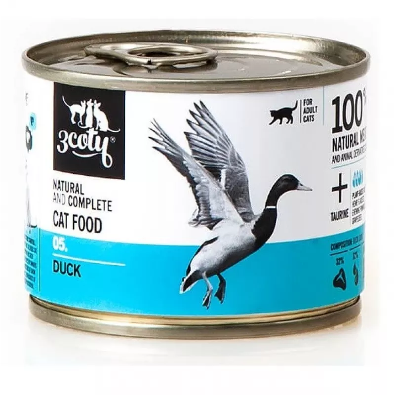 3Coty Duck wet cat food for adult cats, 180 g