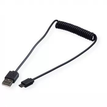ROLINE USB 2.0 Coiled Cable - A - Micro B - ST/ST 1,0 m - Shielded - USB 2.0 Type Micro B - 1 mm - coiled (11.02.8317)