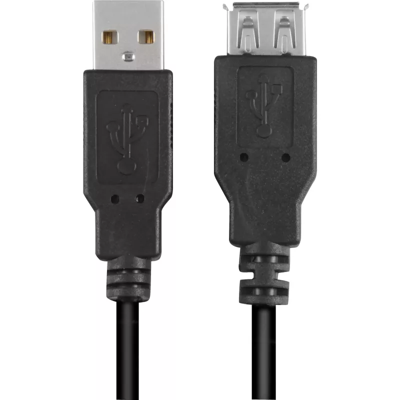 USB 2.0 Extension Cable, USB-A Plug > USB-A Socket (black, 3,0 Meter, double-shielded)