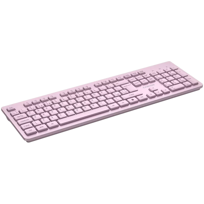 Wireless Keyboard CANYON HKB-W01 — compact pink layout, UK/US keycaps