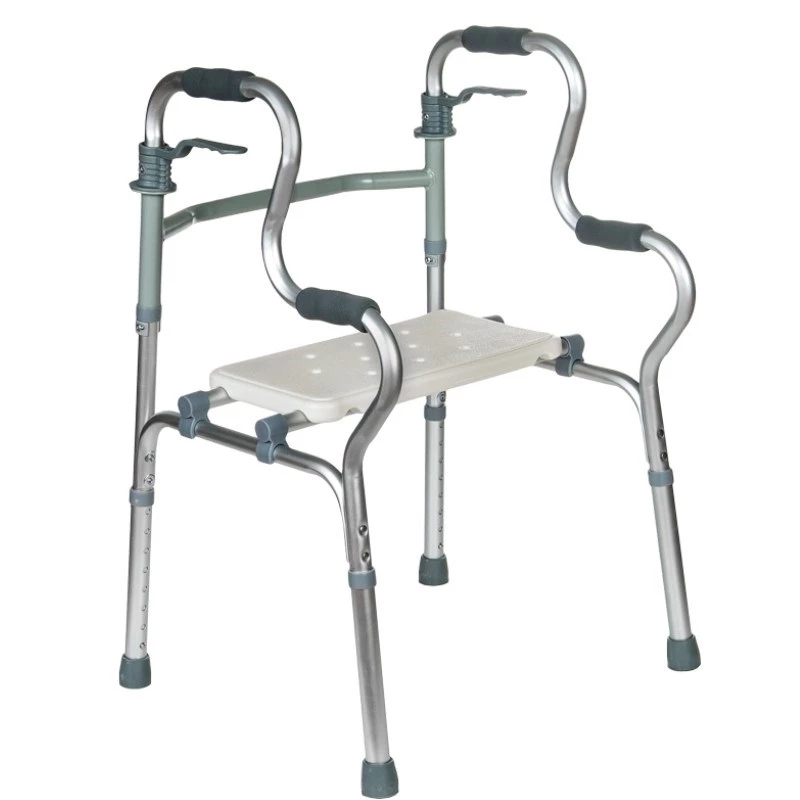 Rehabilitation walker REHA FUND RF-133 3in1, aluminium/steel frame, adjustable height 81–99 cm, 2 wheels, seat, max load 100 kg