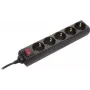 Power strip AS Schwabe 35012 — Schuko sockets, black, 1-piece