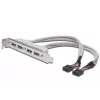 Slot Bracket Cable USB 2.0 HighSpeed Type 2xIDC (5pin)/4xUSB A M/F Grey 0.25m