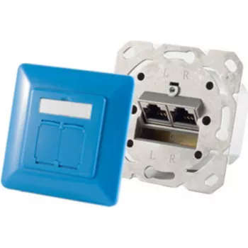 Socket-outlet 2 x RJ-45 ShiverPeaks 74280-B — Cat6a, 500 MHz, blue, metal housing