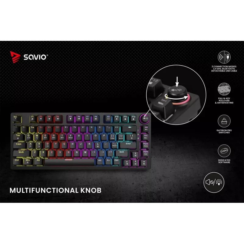 Savio Phenix SAVGK-RED Keyboard Gaming USB RF Wireless Bluetooth QWERTY