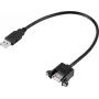Renkforce USB Cable USB 2.0 USB-A Plug, USB-A Socket 0.25 m Black for installation, screw-lock RF-5720402 (RF-5720402)