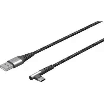 USB-C to USB-A Textile Cable with Metal Plugs (Space Grey/Silver), 2 m