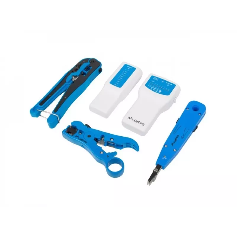 LANBERG Cable Crimper Tool Set NT-0302 — RJ-45 crimper, plastic handles, carrying case, on/off switch, multicolour